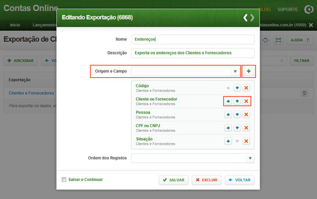 Exportação (Nova Exportação - Campos)