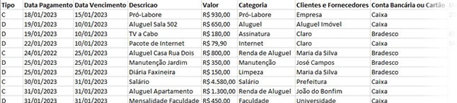 Importar do QuickBooks (Arquivo Contas Online)