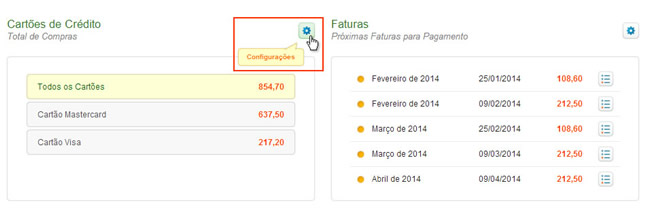 Resumo Financeiro - Cartões de Crédito e Faturas